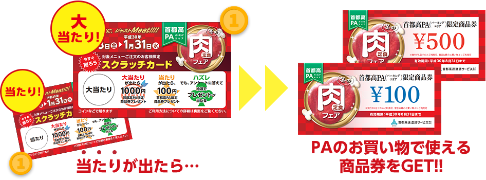 当たりが出たら・・・PAのお買い物で使える商品券をGET!!